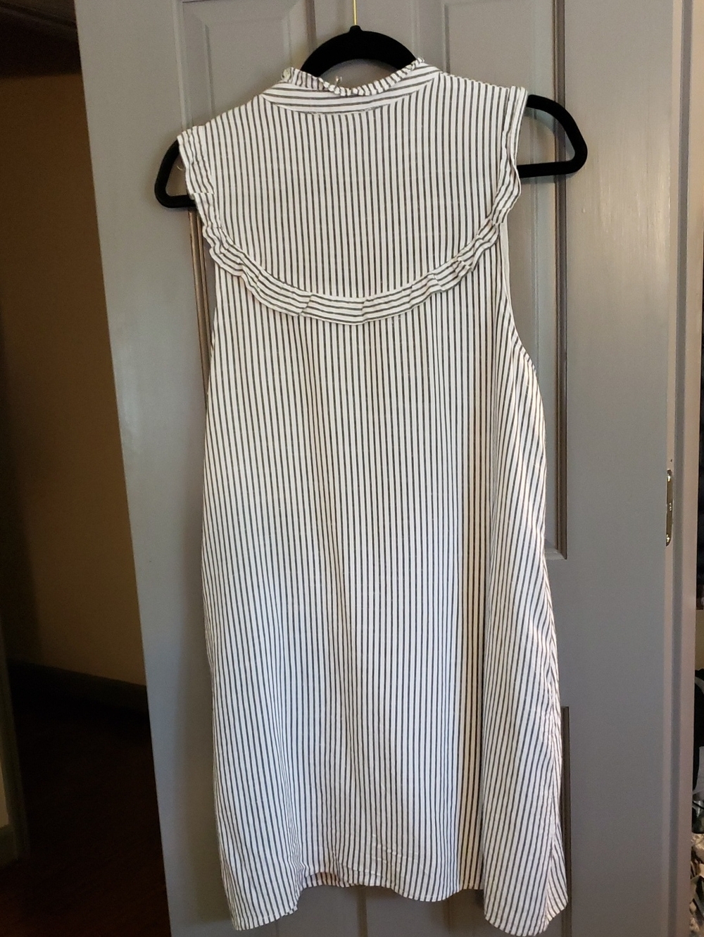 entro Striped Midi Dress with Navy, Yellow & Orange Floral Embroidery - Picture 6 of 6